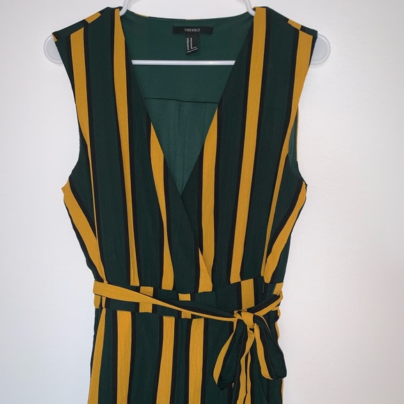 5210042 Green Striped Jumpsuit